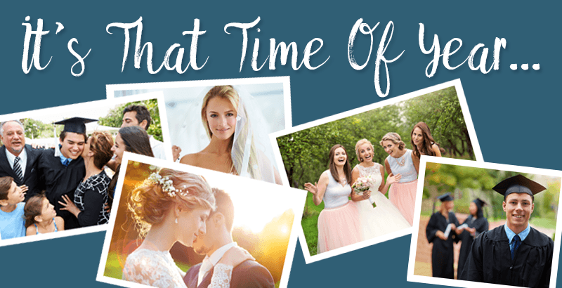 Collage of wedding and graduation pictures for "that time of year".